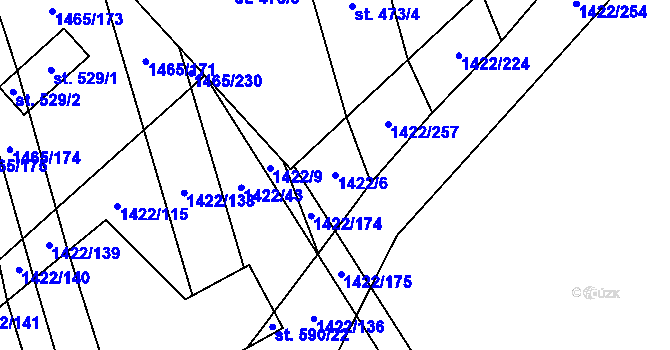 Parcela st. 1422/6 v KÚ Nedakonice, Katastrální mapa