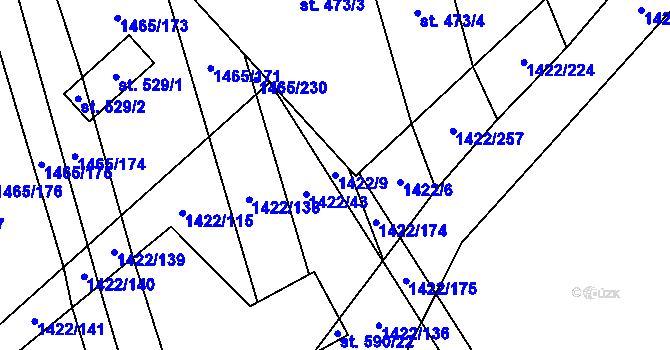 Parcela st. 1422/9 v KÚ Nedakonice, Katastrální mapa