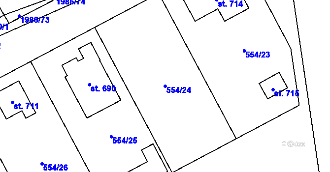 Parcela st. 554/24 v KÚ Nedakonice, Katastrální mapa