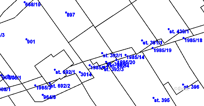 Parcela st. 392/1 v KÚ Nedakonice, Katastrální mapa