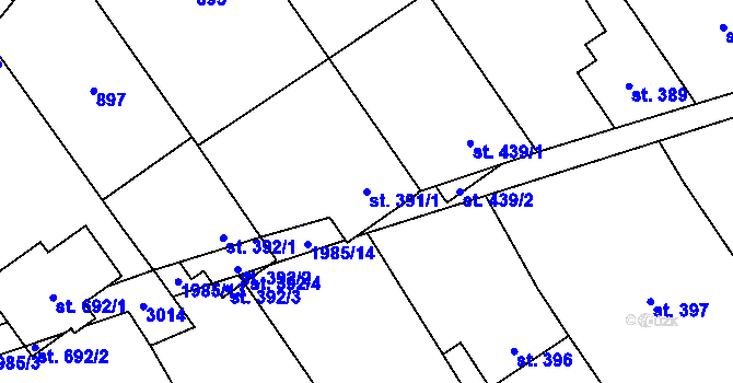 Parcela st. 391/1 v KÚ Nedakonice, Katastrální mapa