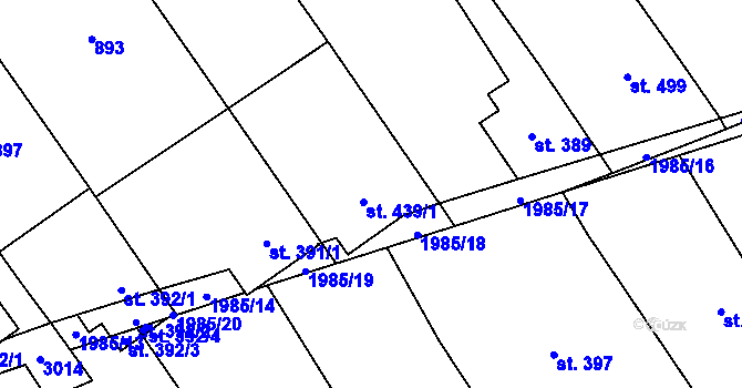 Parcela st. 439/1 v KÚ Nedakonice, Katastrální mapa