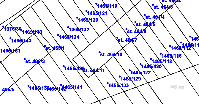 Parcela st. 464/10 v KÚ Nedakonice, Katastrální mapa