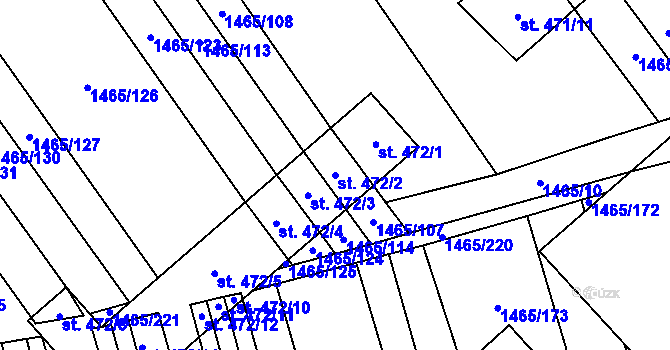 Parcela st. 472/2 v KÚ Nedakonice, Katastrální mapa