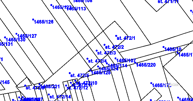 Parcela st. 472/3 v KÚ Nedakonice, Katastrální mapa