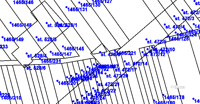 Parcela st. 472/8 v KÚ Nedakonice, Katastrální mapa