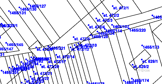 Parcela st. 472/9 v KÚ Nedakonice, Katastrální mapa