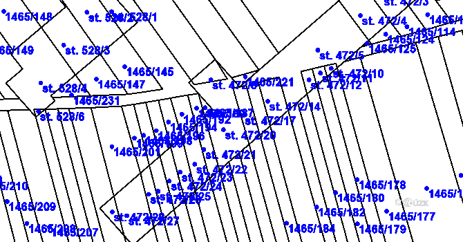 Parcela st. 472/18 v KÚ Nedakonice, Katastrální mapa