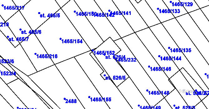 Parcela st. 526/4 v KÚ Nedakonice, Katastrální mapa