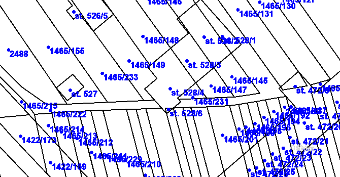 Parcela st. 528/4 v KÚ Nedakonice, Katastrální mapa