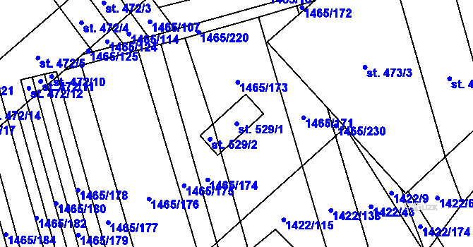 Parcela st. 529/1 v KÚ Nedakonice, Katastrální mapa