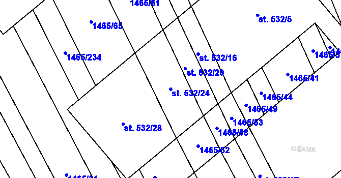 Parcela st. 532/24 v KÚ Nedakonice, Katastrální mapa