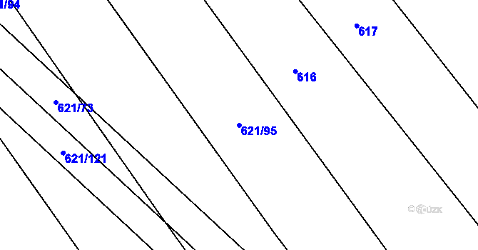 Parcela st. 621/95 v KÚ Nedakonice, Katastrální mapa