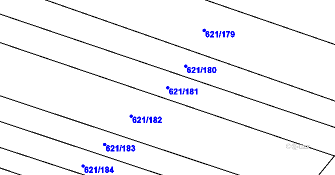 Parcela st. 621/181 v KÚ Nedakonice, Katastrální mapa