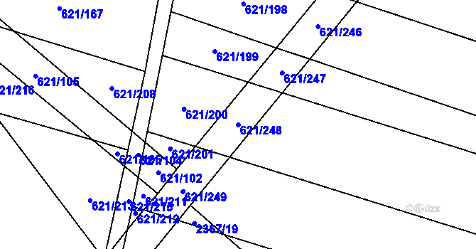 Parcela st. 621/248 v KÚ Nedakonice, Katastrální mapa