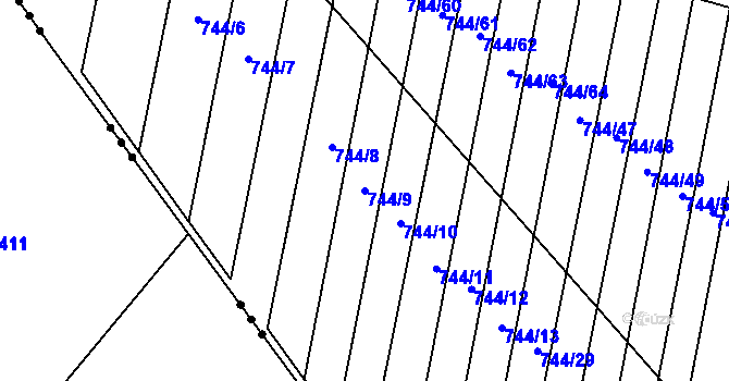 Parcela st. 744/9 v KÚ Nedakonice, Katastrální mapa
