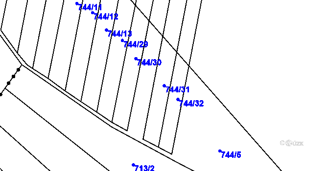 Parcela st. 744/31 v KÚ Nedakonice, Katastrální mapa
