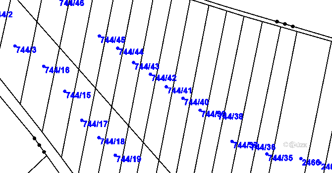 Parcela st. 744/41 v KÚ Nedakonice, Katastrální mapa