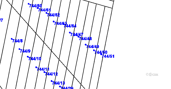 Parcela st. 744/49 v KÚ Nedakonice, Katastrální mapa
