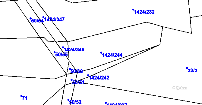Parcela st. 1424/244 v KÚ Nedakonice, Katastrální mapa