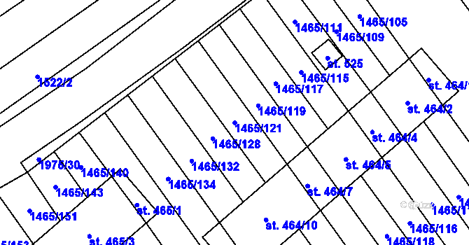 Parcela st. 1465/121 v KÚ Nedakonice, Katastrální mapa