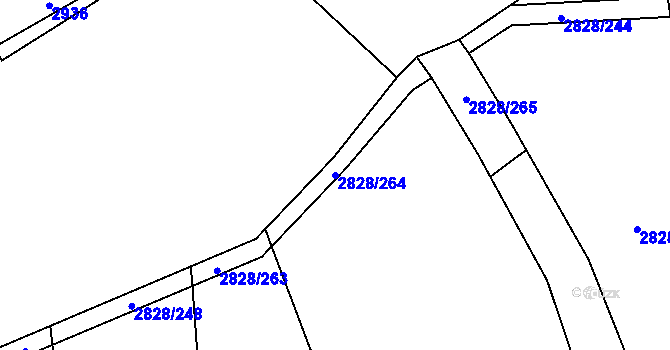 Parcela st. 2828/264 v KÚ Nedakonice, Katastrální mapa