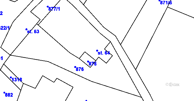 Parcela st. 64 v KÚ Nedamov, Katastrální mapa