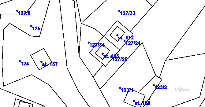 Parcela st. 113 v KÚ Nedamov, Katastrální mapa