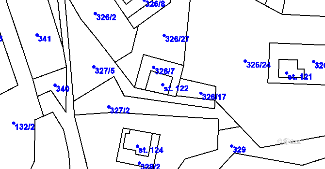 Parcela st. 122 v KÚ Nedamov, Katastrální mapa