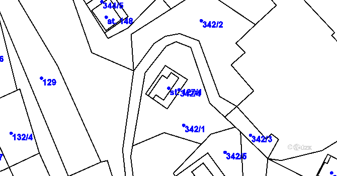 Parcela st. 127/1 v KÚ Nedamov, Katastrální mapa