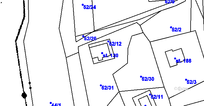 Parcela st. 130 v KÚ Nedamov, Katastrální mapa