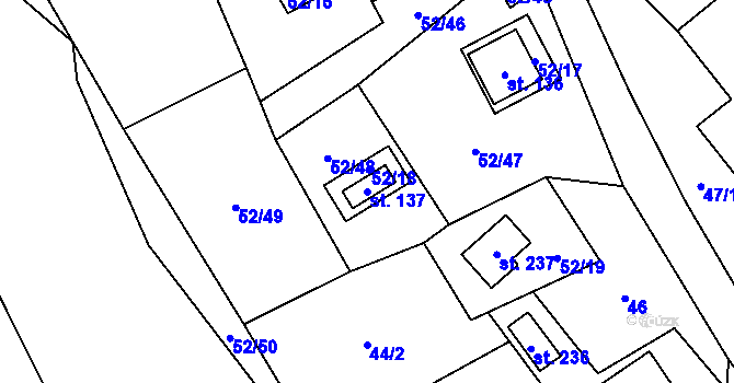 Parcela st. 137 v KÚ Nedamov, Katastrální mapa