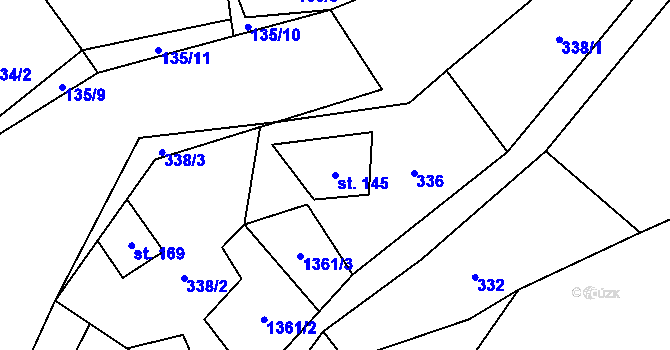 Parcela st. 145 v KÚ Nedamov, Katastrální mapa