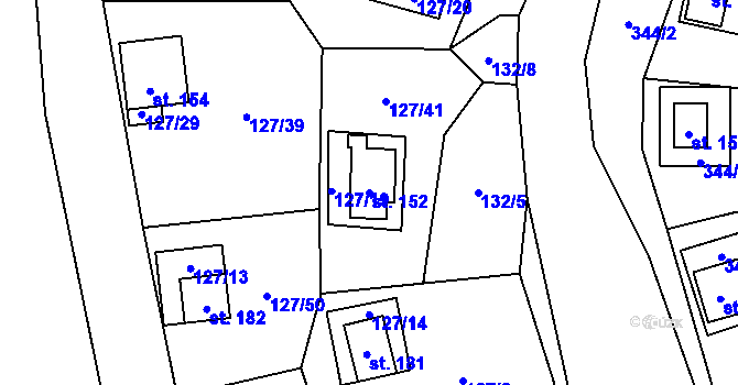 Parcela st. 152 v KÚ Nedamov, Katastrální mapa
