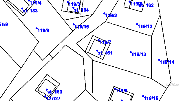 Parcela st. 161 v KÚ Nedamov, Katastrální mapa