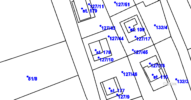 Parcela st. 178 v KÚ Nedamov, Katastrální mapa