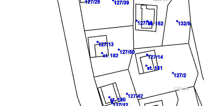 Parcela st. 182 v KÚ Nedamov, Katastrální mapa