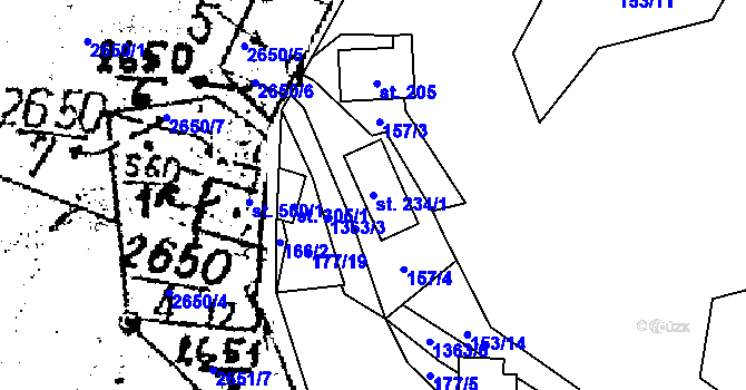 Parcela st. 234/1 v KÚ Nedamov, Katastrální mapa