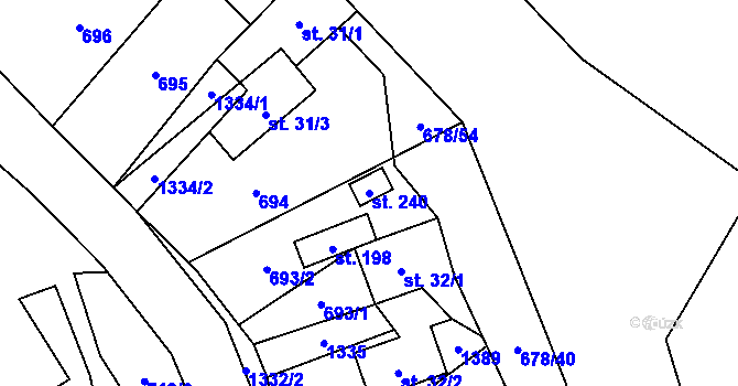 Parcela st. 240 v KÚ Nedamov, Katastrální mapa