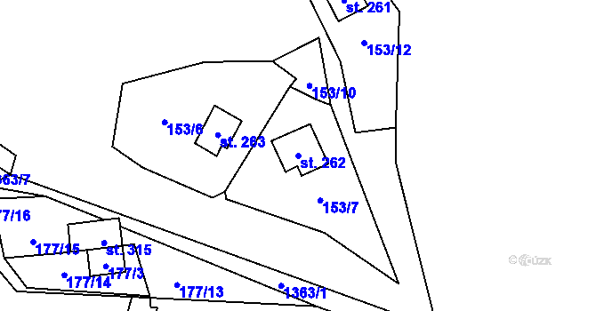 Parcela st. 262 v KÚ Nedamov, Katastrální mapa