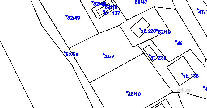 Parcela st. 44/2 v KÚ Nedamov, Katastrální mapa