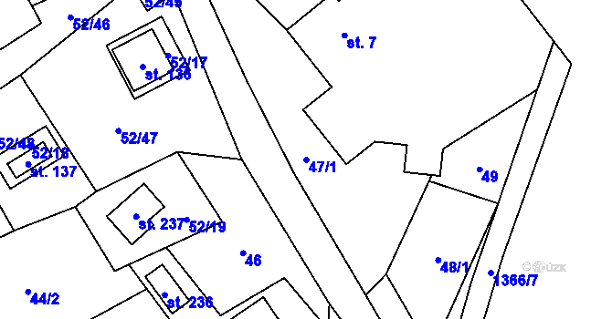Parcela st. 47/1 v KÚ Nedamov, Katastrální mapa