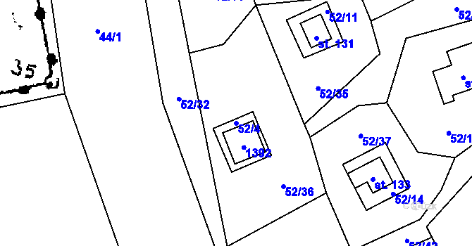 Parcela st. 52/4 v KÚ Nedamov, Katastrální mapa