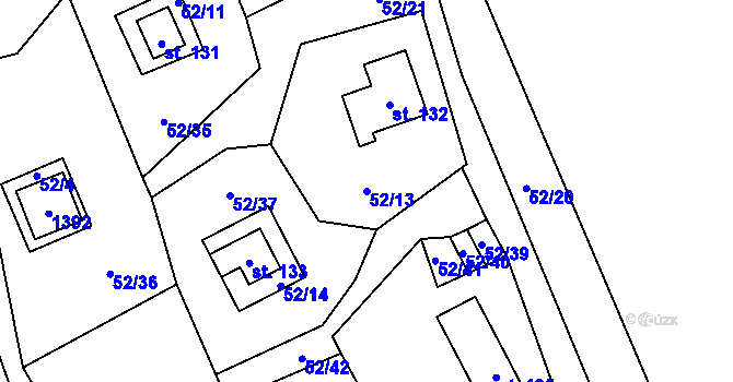 Parcela st. 52/13 v KÚ Nedamov, Katastrální mapa