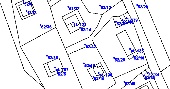 Parcela st. 52/42 v KÚ Nedamov, Katastrální mapa