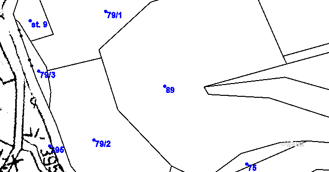 Parcela st. 89 v KÚ Nedamov, Katastrální mapa