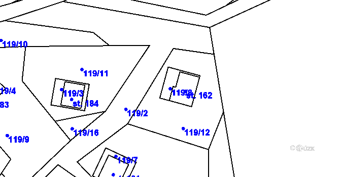 Parcela st. 119/8 v KÚ Nedamov, Katastrální mapa