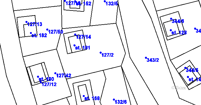 Parcela st. 127/2 v KÚ Nedamov, Katastrální mapa
