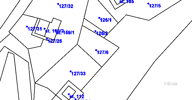 Parcela st. 127/6 v KÚ Nedamov, Katastrální mapa