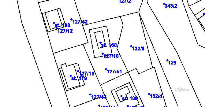 Parcela st. 127/18 v KÚ Nedamov, Katastrální mapa